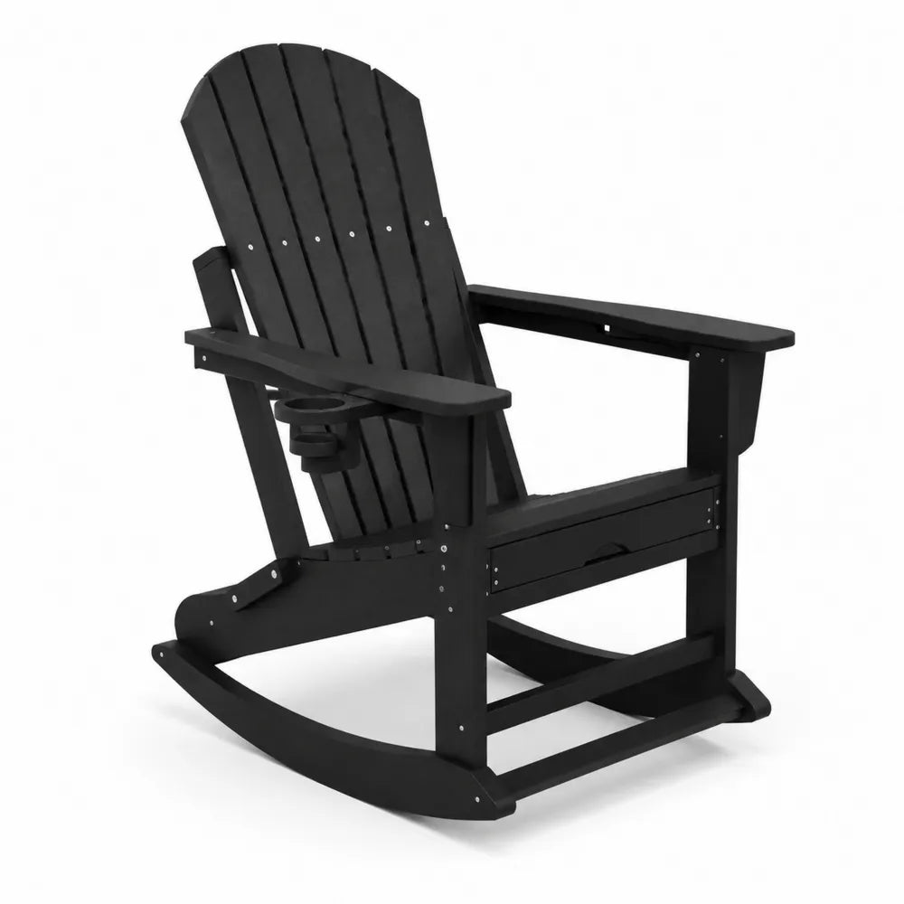 Chaise berçante en plastique HDPE Noir pour extérieur
