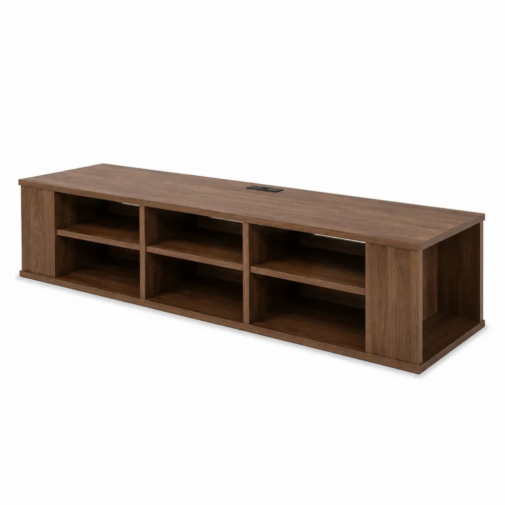 Meuble TV en bois avec étagères 180x40x45cm