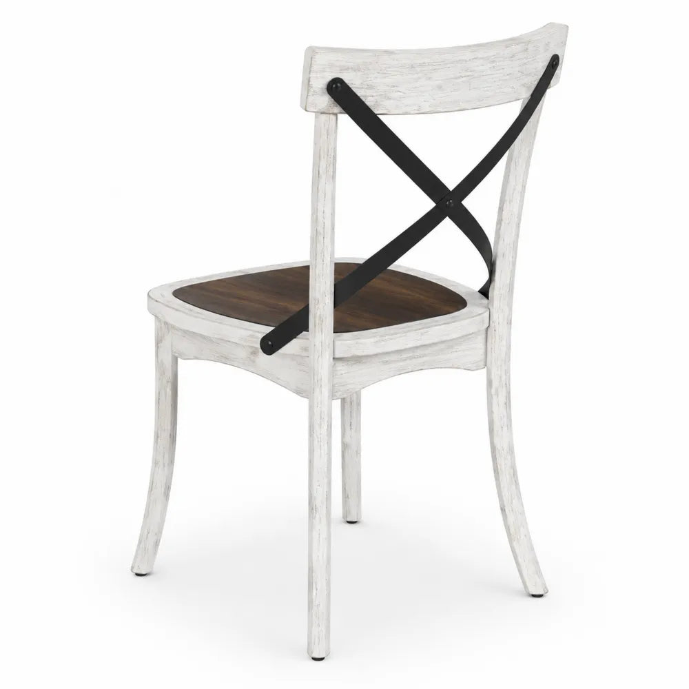 Chaise de salle à manger en bois blanc et métal