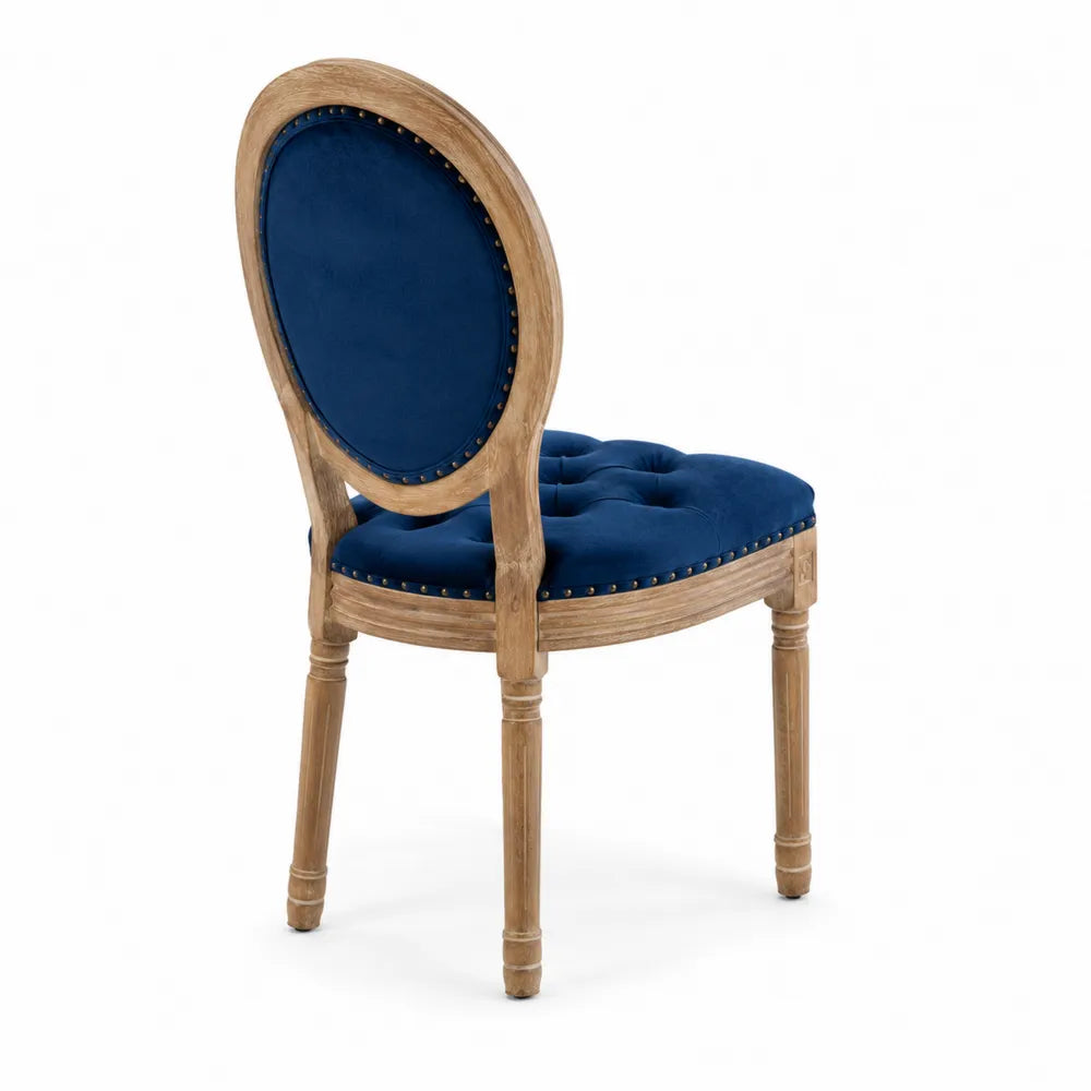 Chaise en bois avec velours bleu 48x56x96 cm
