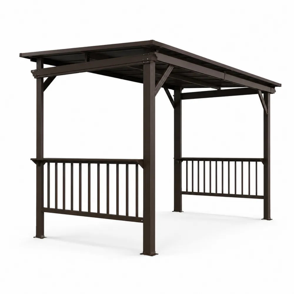 Pergola de jardin en métal brun avec toit
