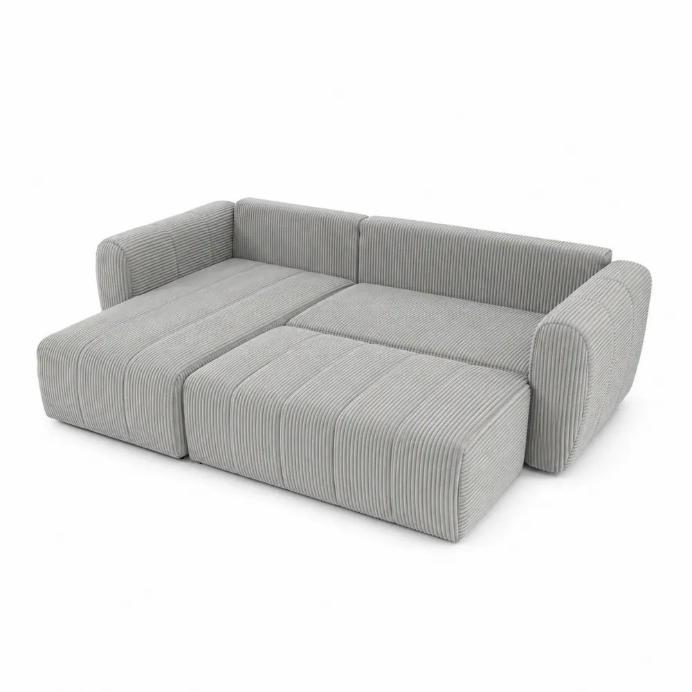 Canapé modulable en tissu côtelé Gris