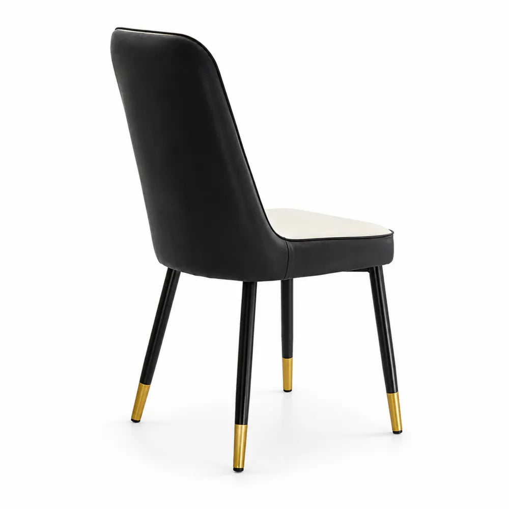 Chaise de salle à manger en similicuir et métal Noir/Blanc