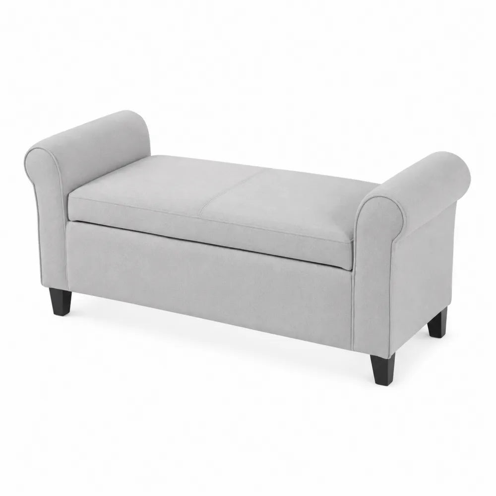 Banc de rangement en polyester avec accoudoirs gris