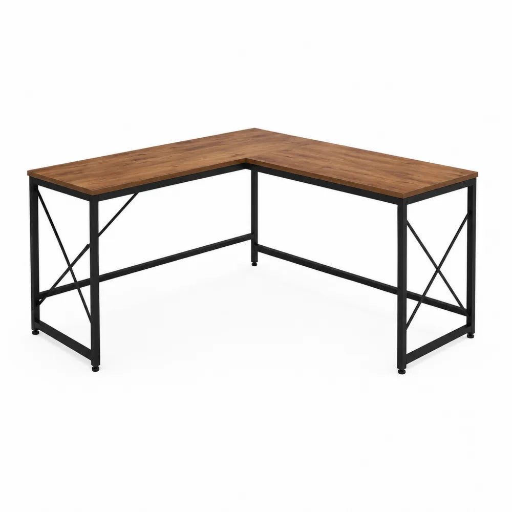 Bureau d'angle en bois et métal Noir 150x120x75 cm